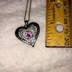 Pink tourmaline style crystal on sterling 925 necklace. L